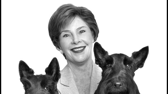 Laura Bush and Barney (left) and Miss Beasley