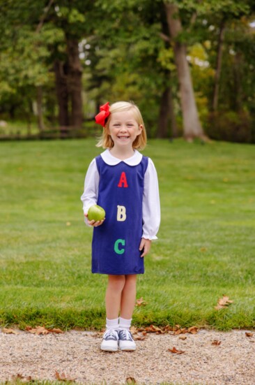 Annie’s Apron Dress with the sweetest ABC appliqué is a must-have for back to school! The softest Pima Cotton makes it extra comfortable for the school days ahe