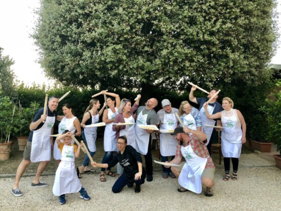 Fun moments during a cooking class in Tuscany 