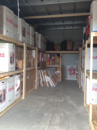 Toys for Tots storage for year-round donations