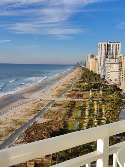 Views for miles from the balcony of Bring the Joy.
