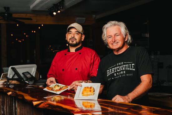 Owner of 'The Store', Tim, with Chef George.