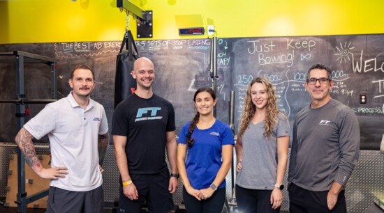 Personal Trainer Nick Armstrong, Studio Manager Austin Gilbert, Personal Trainers Kadianne Gillis and Kady Nix, and Fitness Together Owner Andrew Henderson