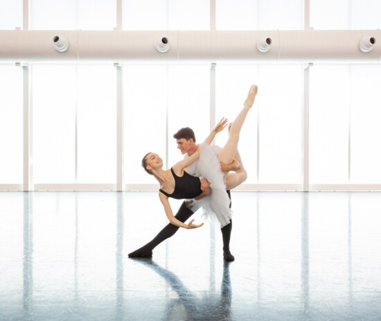 Summer Intensive students practice a "Fish Dive" in OKC Ballet's spacious Studio A