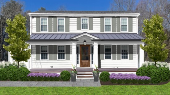 That same home (left) after utilizing Dzinly's virtual exterior makeover tools.