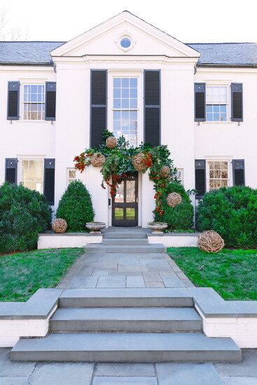 Use faux greenery if needed, especially if your house gets a lot of sun and your decorations tend to dry out. But supplement with fresh greenery to fill things 