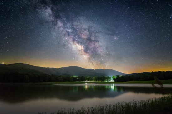 The Milky Way shining over Shenandoah National Park in Virginia within the Shenandoah Valley 