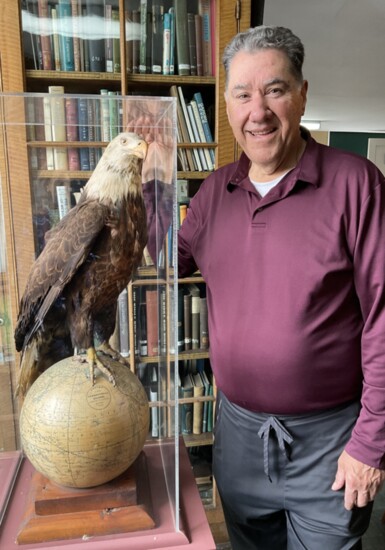 VP Dr. Anthony Lombardo with the 1847 Chesapeake BayBald Eagle
