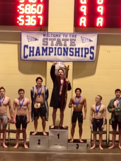 Jake winning the 100 Breaststroke at 2024 4A State championship 
