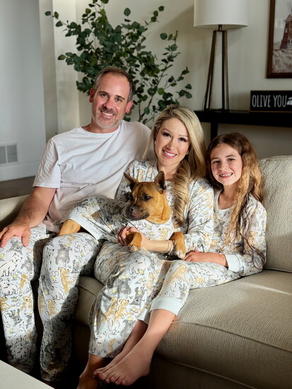 Brian, Cris and Olive and their puppy, Peaches