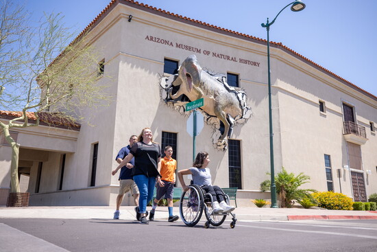 Family leaving Arizona Museum of Natural History 