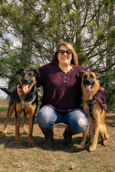 Mindy Tiner poses with Athena (right) and Eris (left). Photo provided by Mindy TIner.