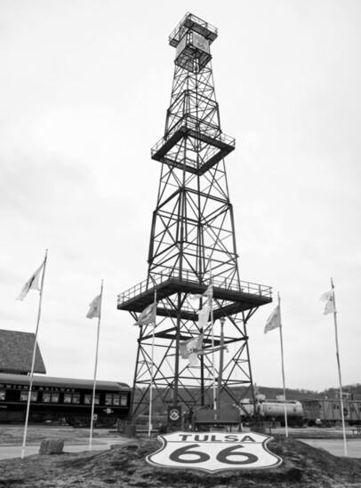 The Centennial Derrick, North America's Tallest Derrick at the Route 66 Historical Village.