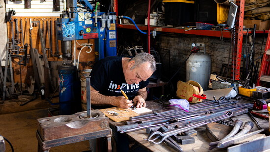 Preston Farabow in his studio Aespyre Metals