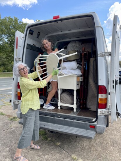 Donations being unloaded from Twice is Nice's van. Photo Credit: Twice is Nice.