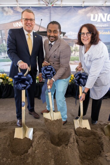 President Andy Feinstein, Shukuru Rushanika and Dr. Beth Longenecker