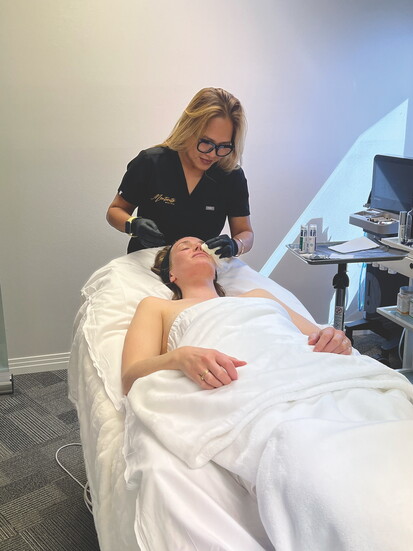 Karen Neary with a client