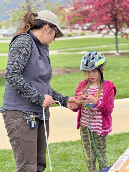 Idaho Parks and Rec Ranger Bri Sabin teaches the art of Knot Tying at the 2022 event.