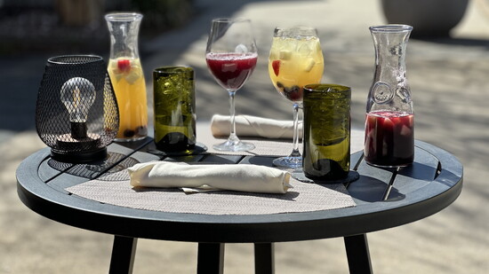 Drinks outside at Forked on Main. Photo Credit: Stephanie Saperstein.