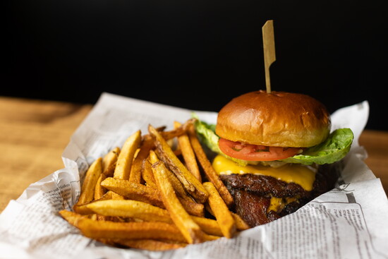 All American burger and fries at Spoon & Spindle. Photo Credit: Spoon & Spindle.