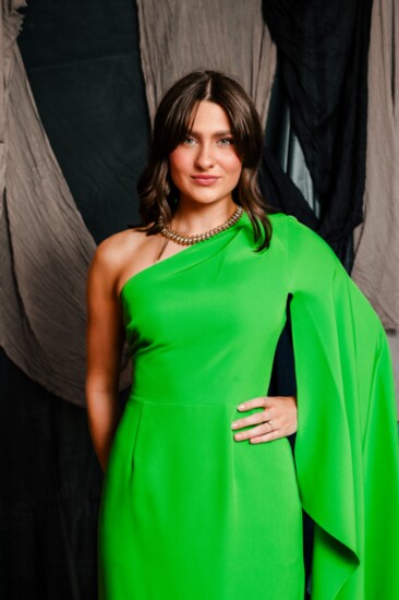 Posh Couture LA Green Column One Shoulder Gown, $660