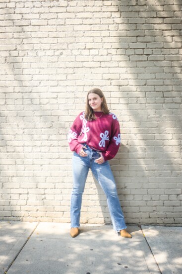 Floral chunky sweater. Judy Blue bootcut denim  