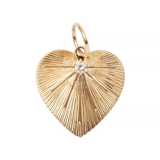 Zofia Day Pleated Heart Charm with Diamond