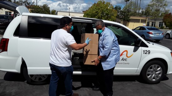 Arc of Ventura County receiving a donation of 27 boxes. 