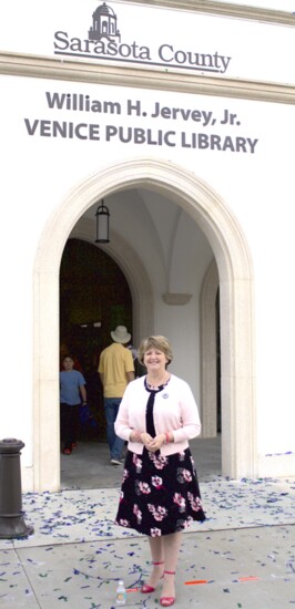 Sarasota County Libraries Director Sarabeth Kalajian at the grand opening