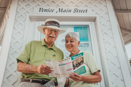 Venice MainStreet Volunteers Larry and Tracy Ivey. The nonprofit Venice MainStreet has been improving Historic Downtown Venice since 1987. 