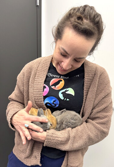 Erin and 3 baby bunnies