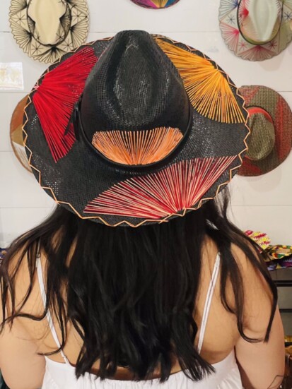 A one-off hand embroidered hat