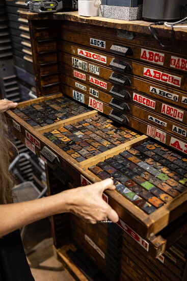 Drawers of vintage letterpress type