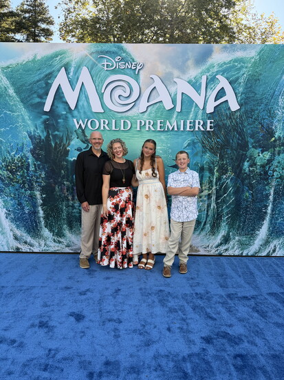 Katy Napier and her family at the Moana premiere. Photo courtesy of Katy Napier.
