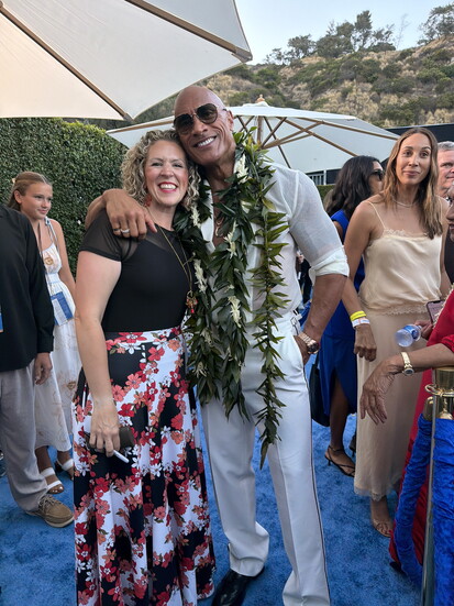 Katy Napier with Dwayne "The Rock" Johnson at the Moana premier. Photo courtesy of Katy Napier.