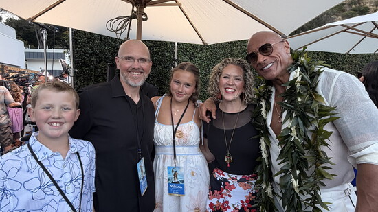 Katy Napier and her family with Dwayne "The Rock" Johnson. Photo courtesy of Katy Napier.