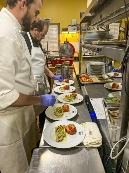 Chef Michael Clough (foreground) with Cesare Lanfranconi