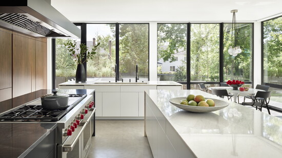 Leah Bolger works closely with architects to design interior spaces, such as this North Shore kitchen (credit: Nathan Kirkman). 