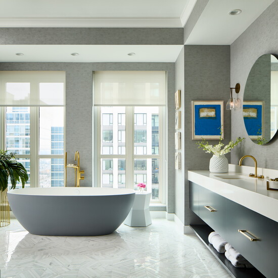 An award-winning bathroom designed by Leah Bolger (credit: Nathan Kirkman).