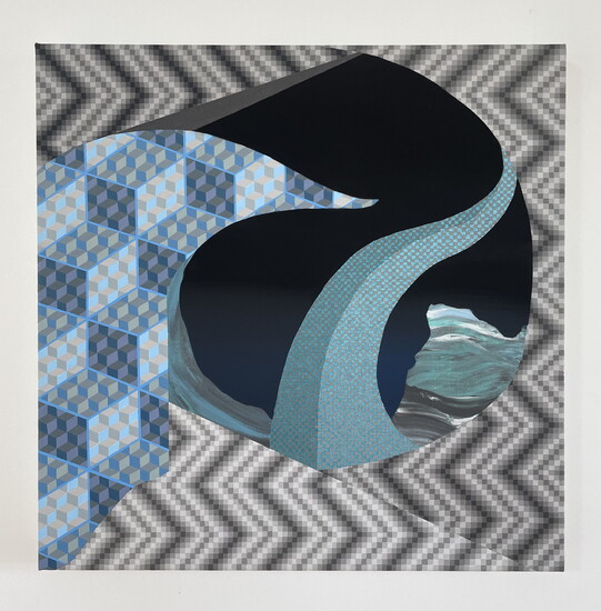 Rachel Hellerich, Serpentine Dream, Acrylic and flashe on canvas, 20" x 20" 2024