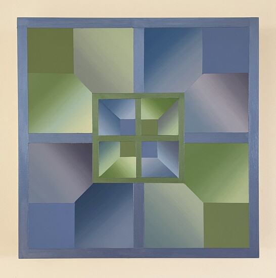 Rachel Hellerich, Clover, Acrylic and flashe on panel, 12" x 12" 2024
