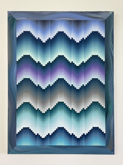 Rachel Hellerich, Orchid Falls, Acrylic and flashe on canvas, 40" x 30" 2025