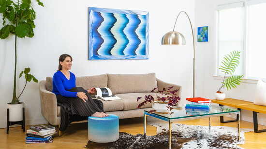 Rachel at home in her living room. Photography: Jimmy ienner Jr.