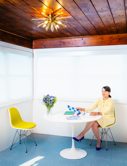 Rachel reviews finished pieces to inform an upcoming painting.  Photography:  Jimmy ienner Jr.