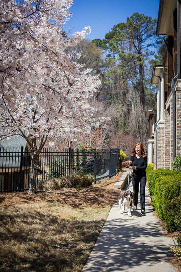 Debi and Halo take a stroll in the neighborhood. 
