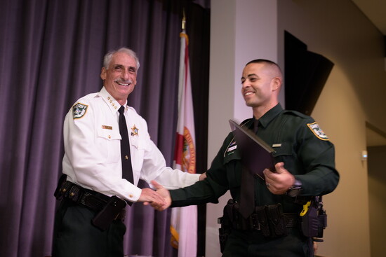 Sheriff Chitwood with Deputy Pierce Acosta, graduating in August 2022 as a member of the second class to come out of the Training Academy launched in 2021.