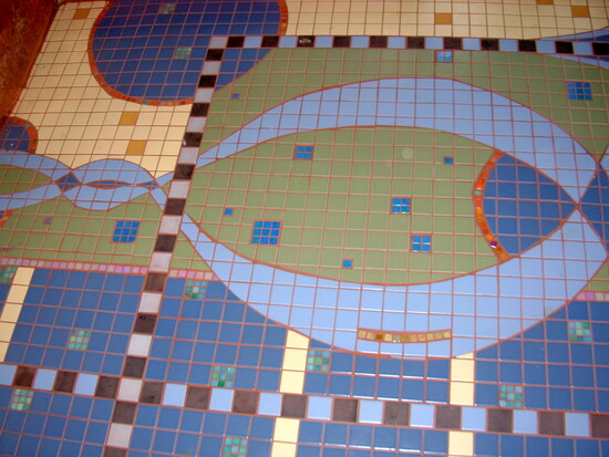 As an architecture student, tile artist Rick Wolf worked inside Wahopi, tiling floors, ceilings + walls.