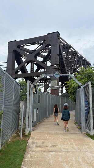Big River Crossing follows the tracks