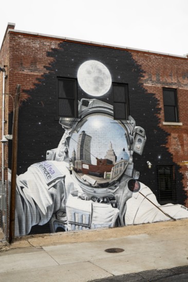 The Astronaut mural promoting Tulsa Remote, a nonprofit incentive program to incentivize workers to move to Tulsa.
