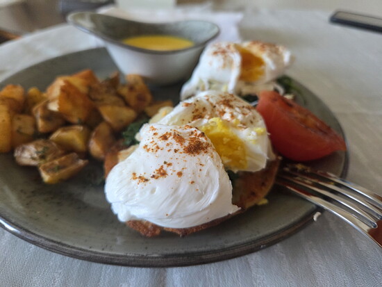Maryland Crab Eggs Benedict served in-room at the Four Seasons Hotel Baltimore. Photo Credit: Jennifer Waldera
